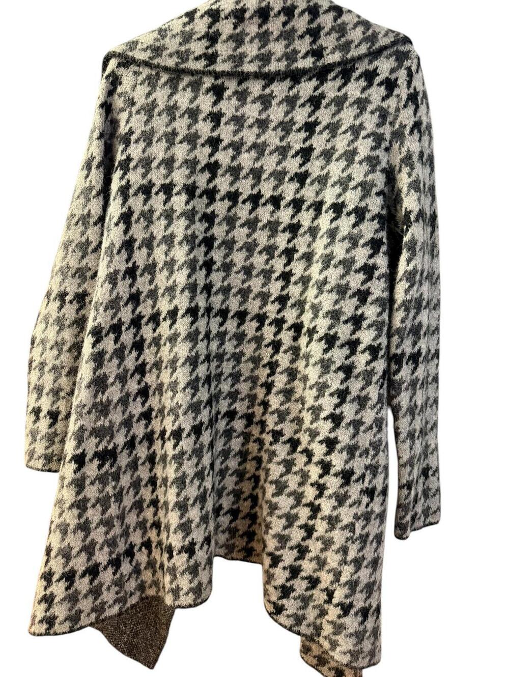 Tahari Open Front Houndstooth Sweater Jacket Coatigan Size M - Picture 3 of 3